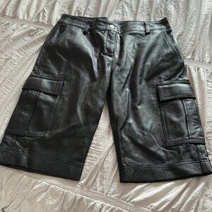 BCBGMAXAZRIA Leather Bermuda Shorts